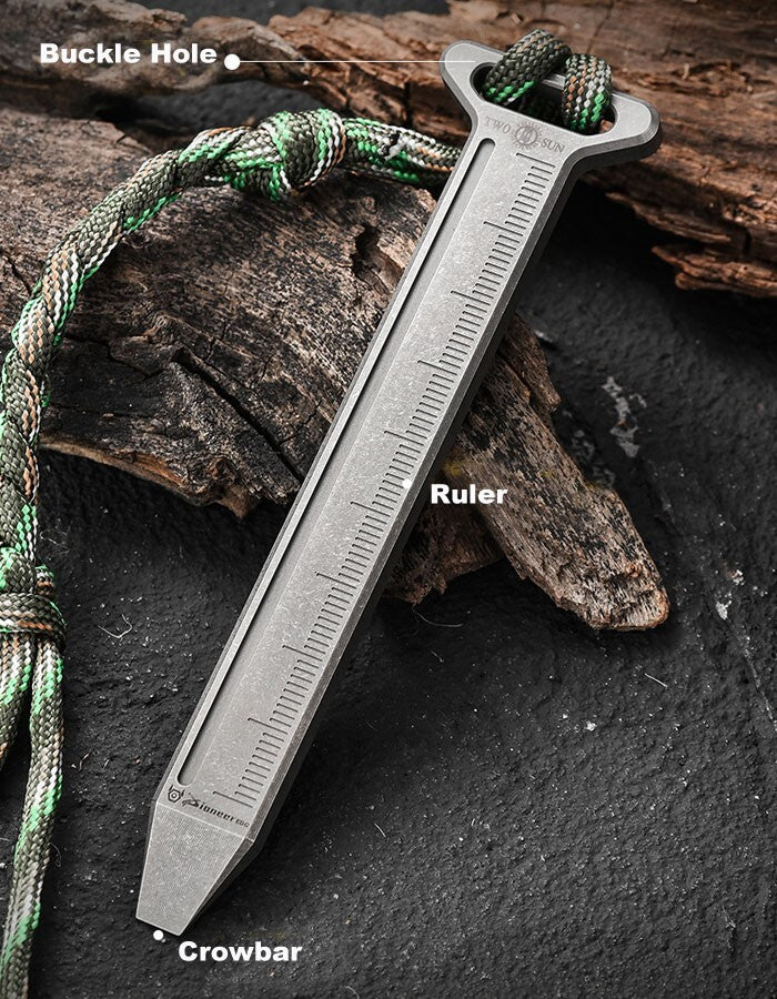 Titanium Alloy Pry Bar Outdoor Crowbar Ruler Backpack Ornament EDC Multi Tools 07FC0E-D4 - KOEEK
