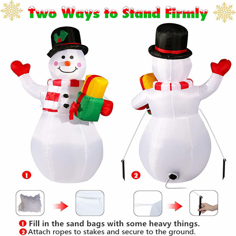 5Ft Inflatable Snowman Christmas Outdoor Yard with Rotating LED Lights Decor 07FC0E-D4 - KOEEK
