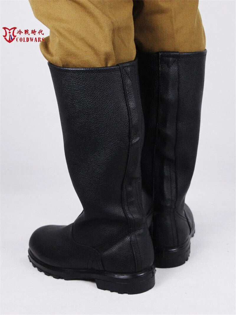 Russia Soviet Army Military Soldiers Vintage Combat Long Boots Black Leather 07FC0E-D4 - KOEEK