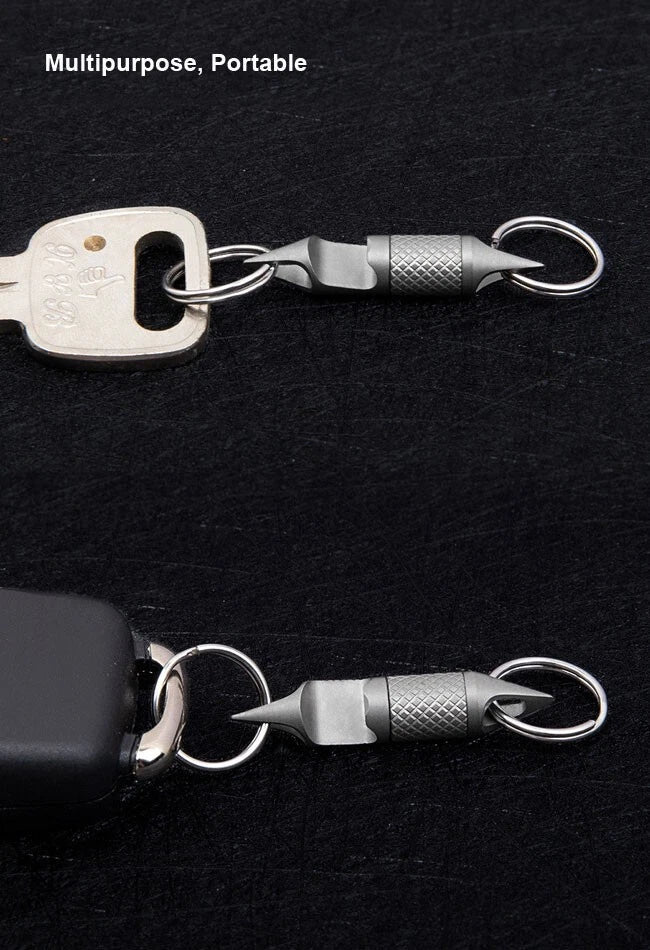 EDC Titanium Alloy Multi Tools Keychain Portable Double Keyrings Pendant Opener 07FC0E-D4 - KOEEK