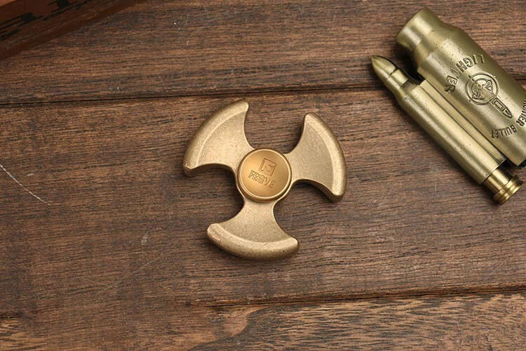 Fegve Tri Fidget Hand Spinner Triangle Stone Wash Brass Copper Finger EDC Toys 07FC0E-D4 - KOEEK