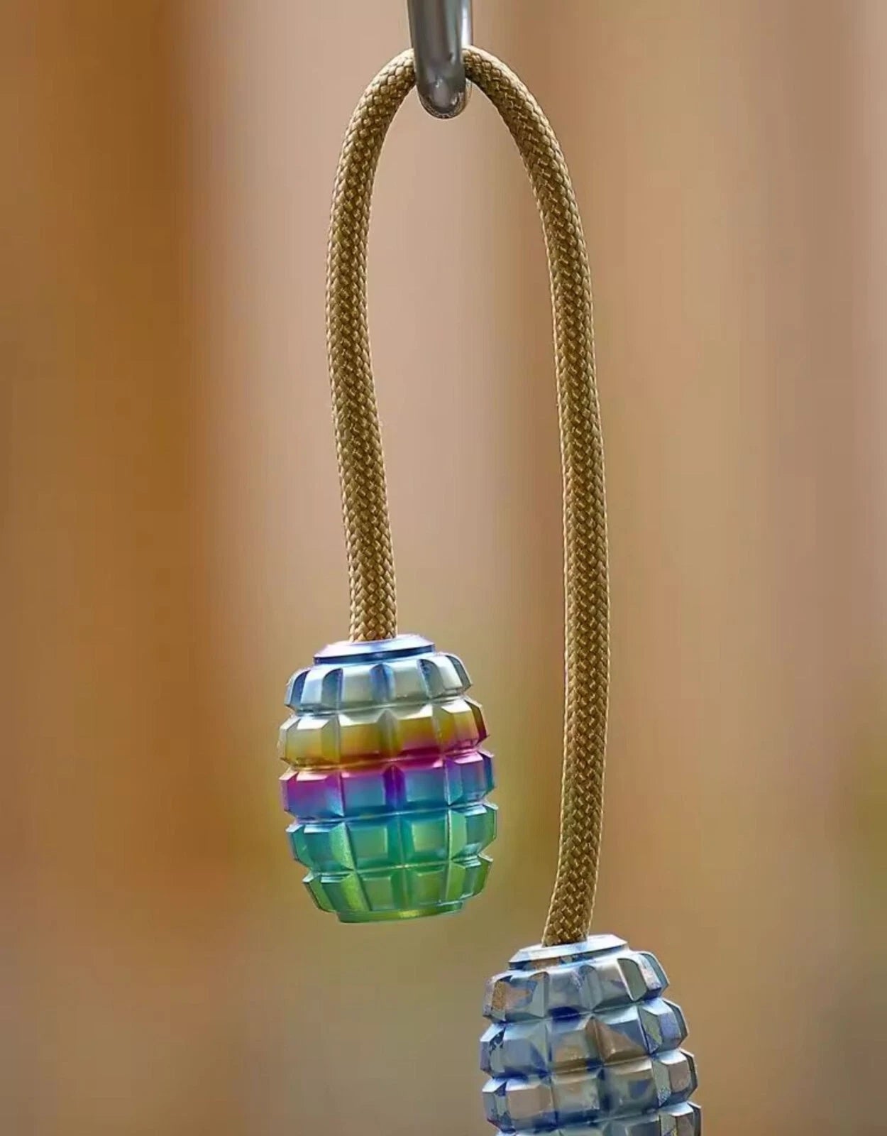 EDC Titanium Knife Lanyard Bead Parachute Cord Pendant with Clean Ear Wax Tool 07FC0E-D4 - KOEEK
