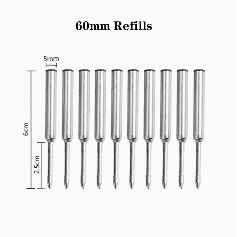 10PCS 60mm Metal Refills Black Ink for Mini Ball Pen Signature Pen 07FC0E-D4 - KOEEK