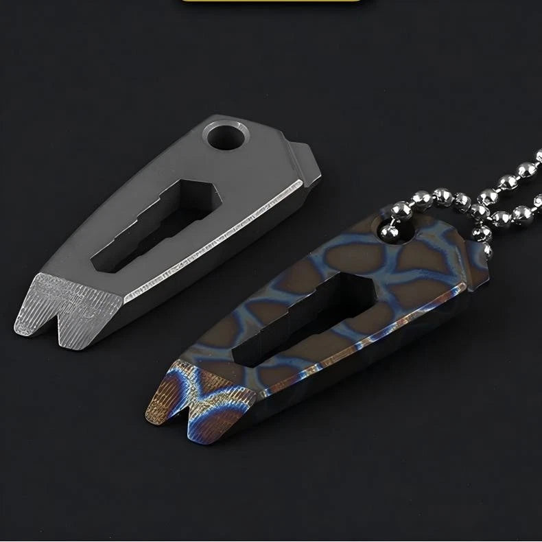 Mini Titanium Alloy Pry Bar Crowbar EDC Multi Tools Wrench Screwdriver Keychain 07FC0E-D4 - KOEEK