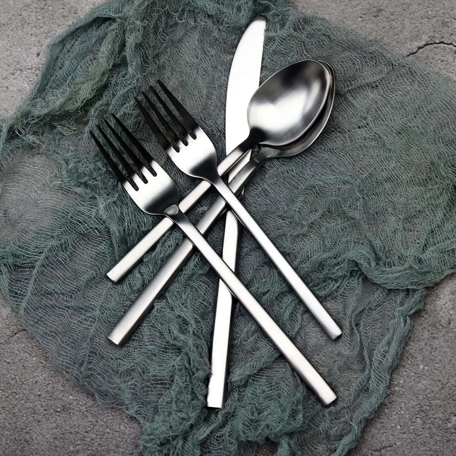 Cube 20-Piece Forged Silverware Set Stainless Steel Flatware Set,Service for 4 07FC0E-D4 - KOEEK