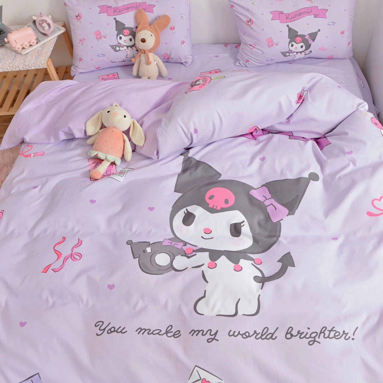 Kurami My Melody Cinnamoroll Cartoon Bedding Set Quilt Sheet Cover Pillow Case 07FC0E-D4 - KOEEK