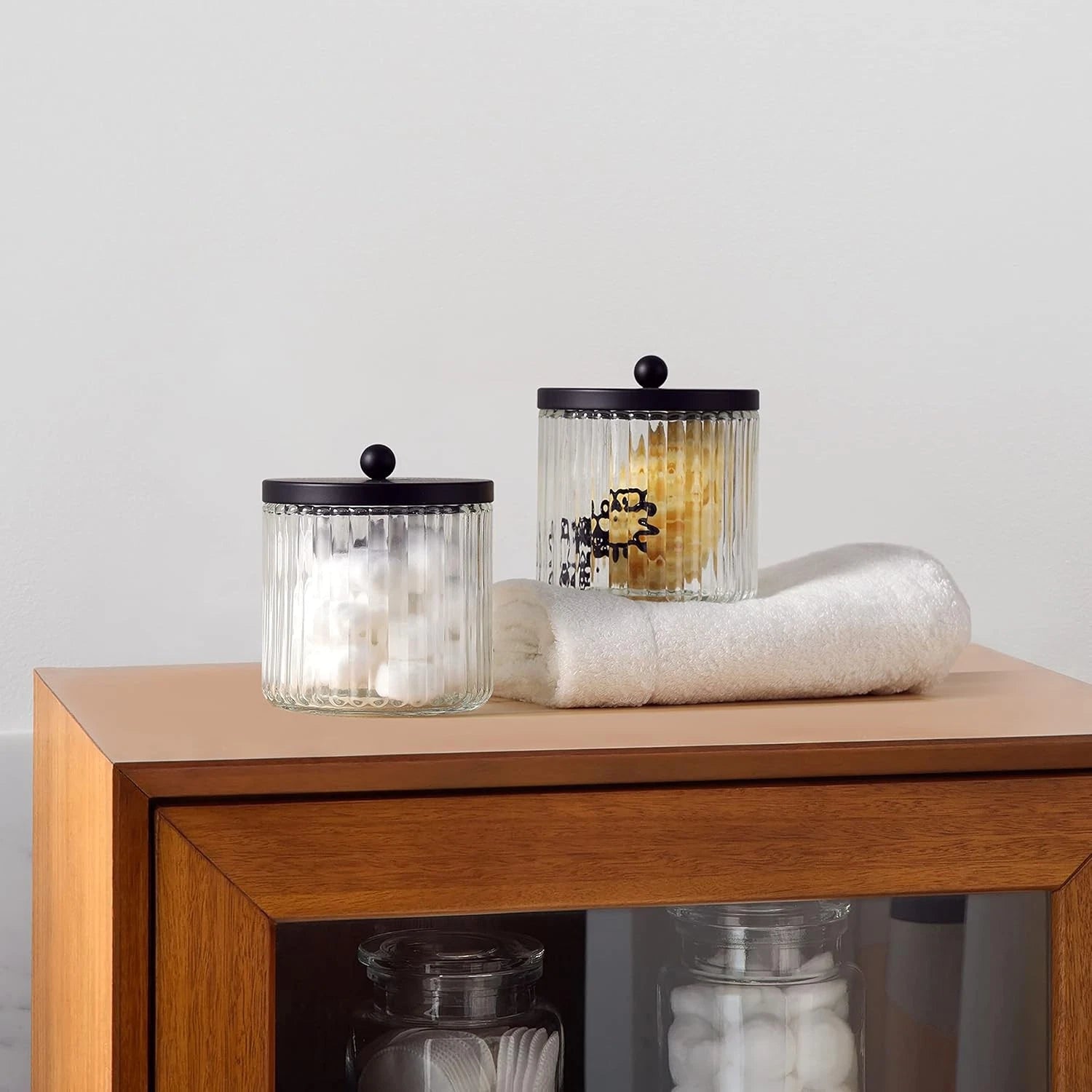 Set of 4 glass cotton swab box dispensers 07FC0E-D4 - KOEEK