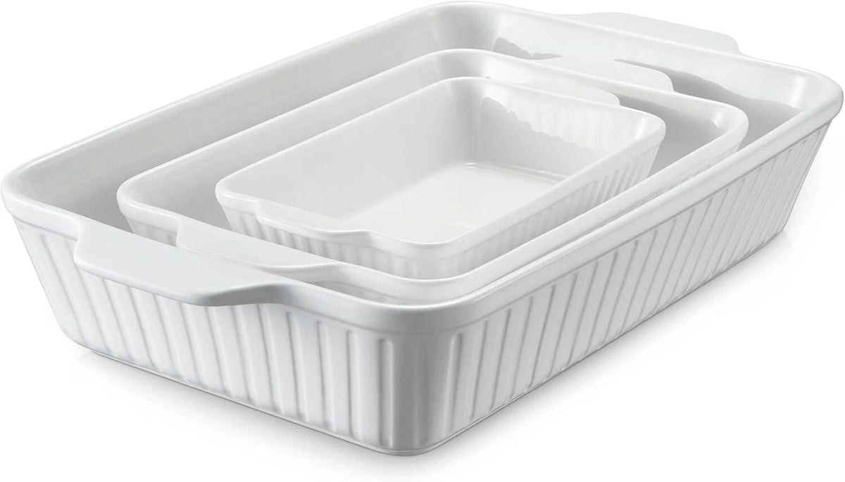 Oven Casserole, Baking Pan Set, Ceramic Bakeware 3-Piece Set 07FC0E-D4 - KOEEK