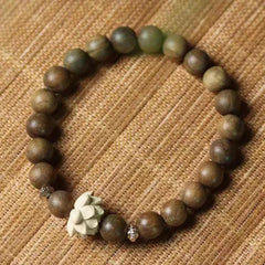 Sandalwood Bracelet Peach Wood Lotus Beads Bodhi Tibetan Buddhist  Mala Bracelet 07FC0E-D4 - KOEEK