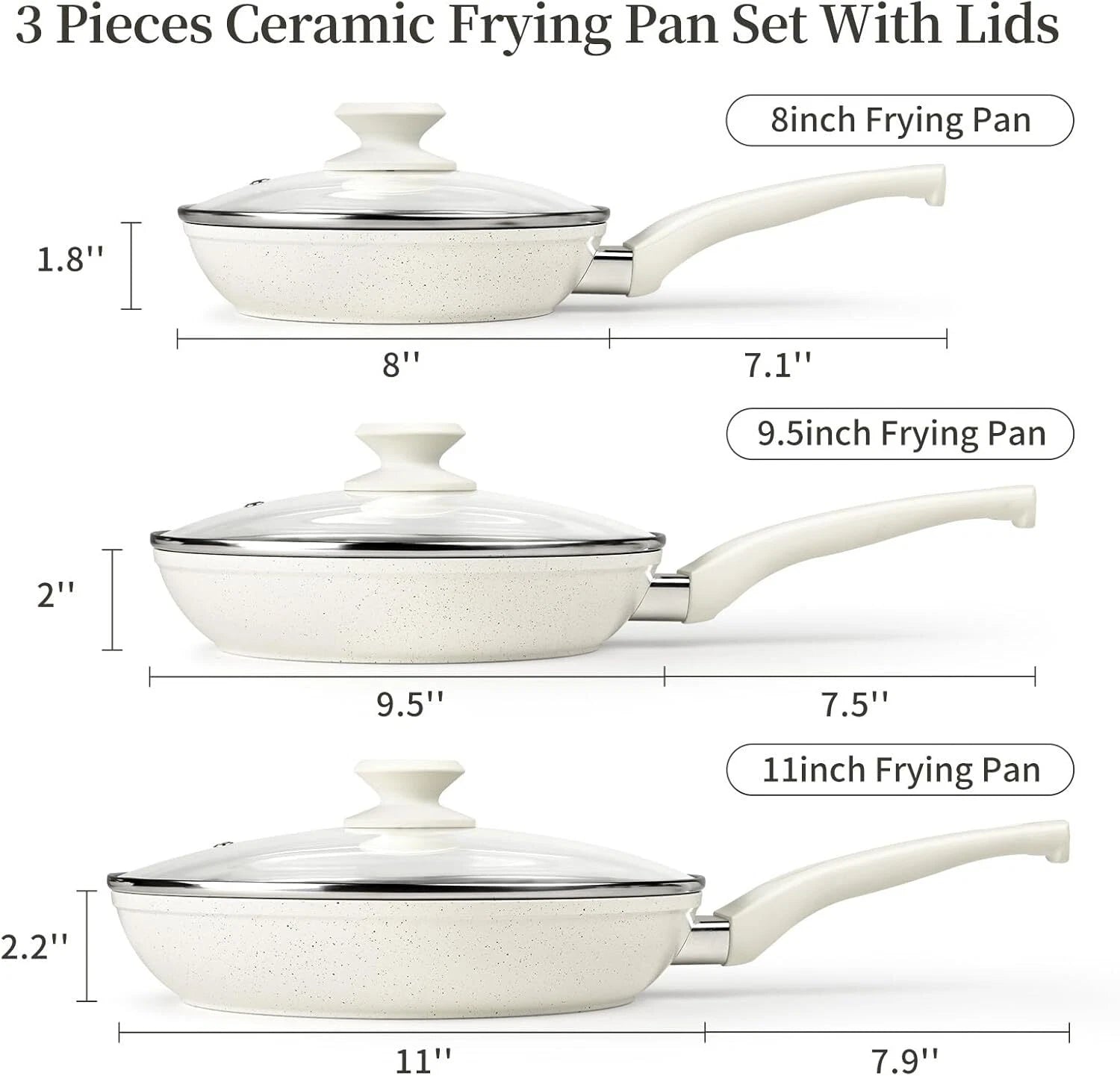Ceramic Frying Pan Set with Lid , Induction Omelette Frying Pan Set 07FC0E-D4 - KOEEK