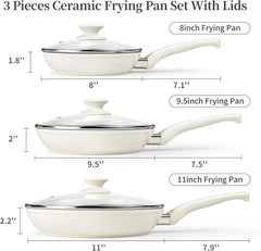 Ceramic Frying Pan Set with Lid , Induction Omelette Frying Pan Set 07FC0E-D4 - KOEEK