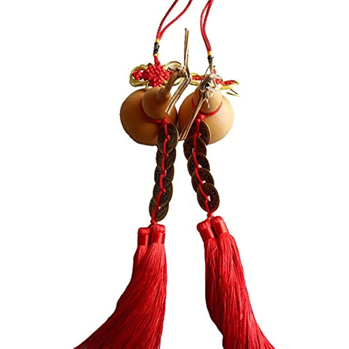 2PCS Gourd Chinese Feng Shui Chinese Good Luck Home Decoration Pendant 07FC0E-D4 - KOEEK