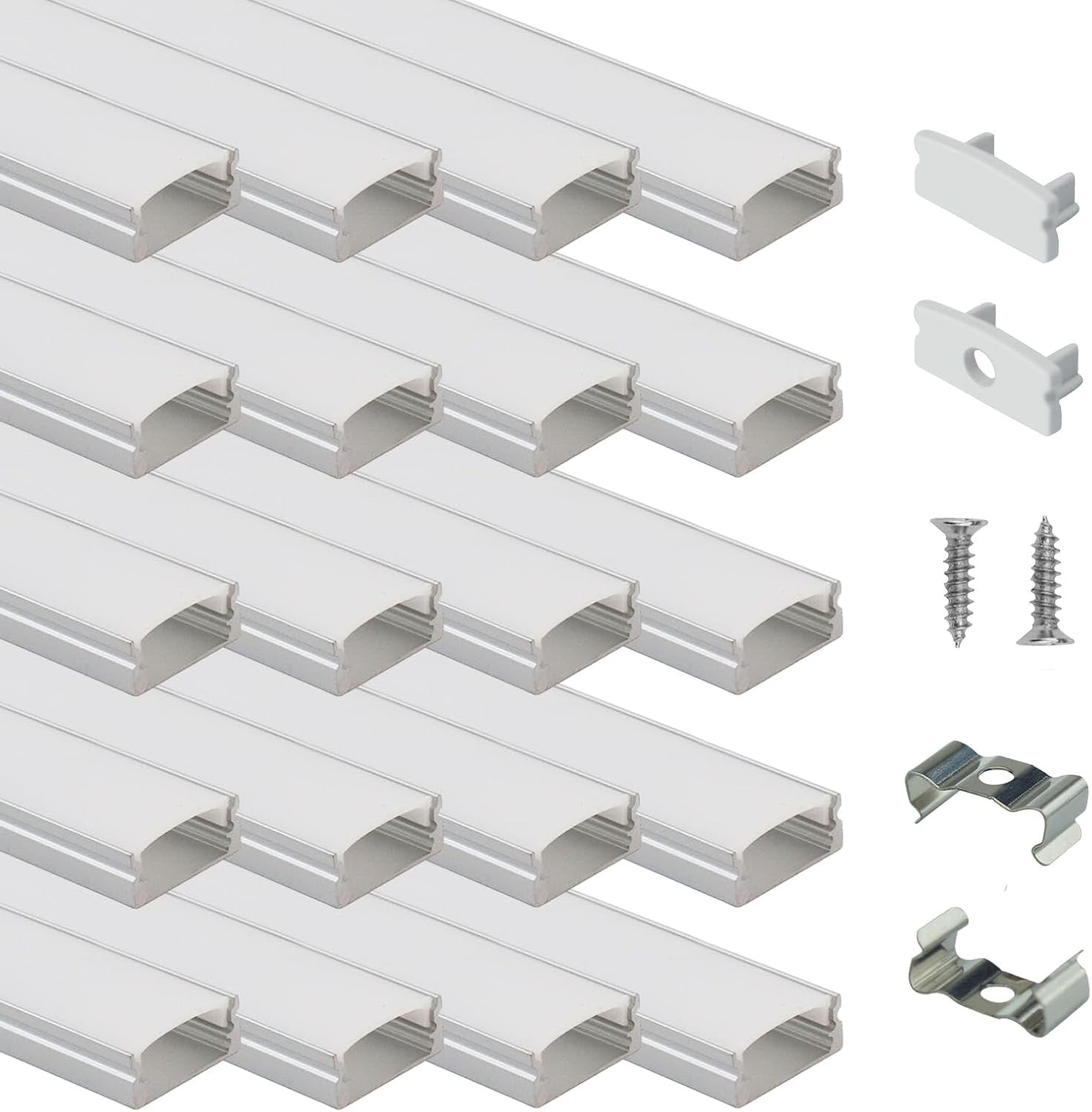 new Muzata 20Pack 3.3FT/1M LED Channel Aluminum U Shape Silver 20Pack, MUZATA - KOEEK