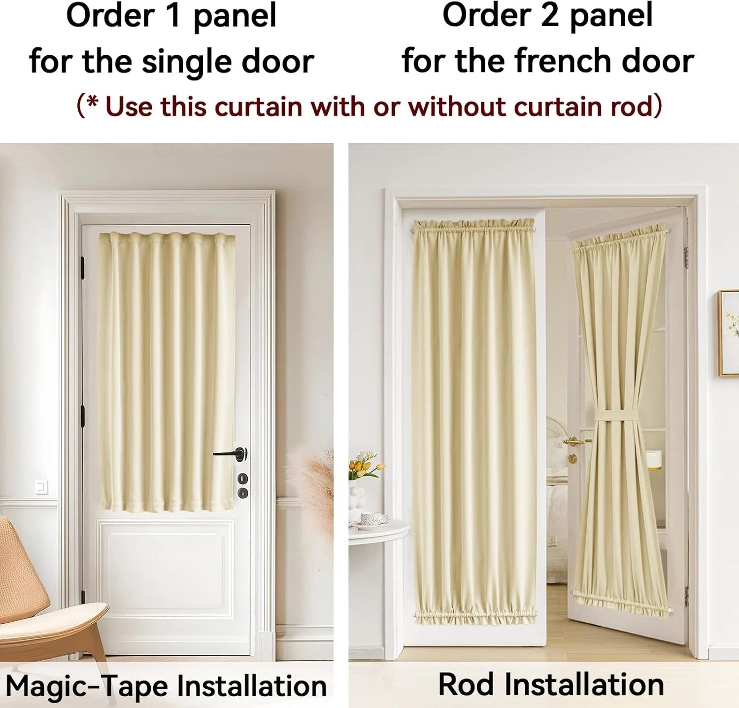 36 wide x 72 long front door curtain panel, 1 piece, light beige 07FC0E-D4 - KOEEK