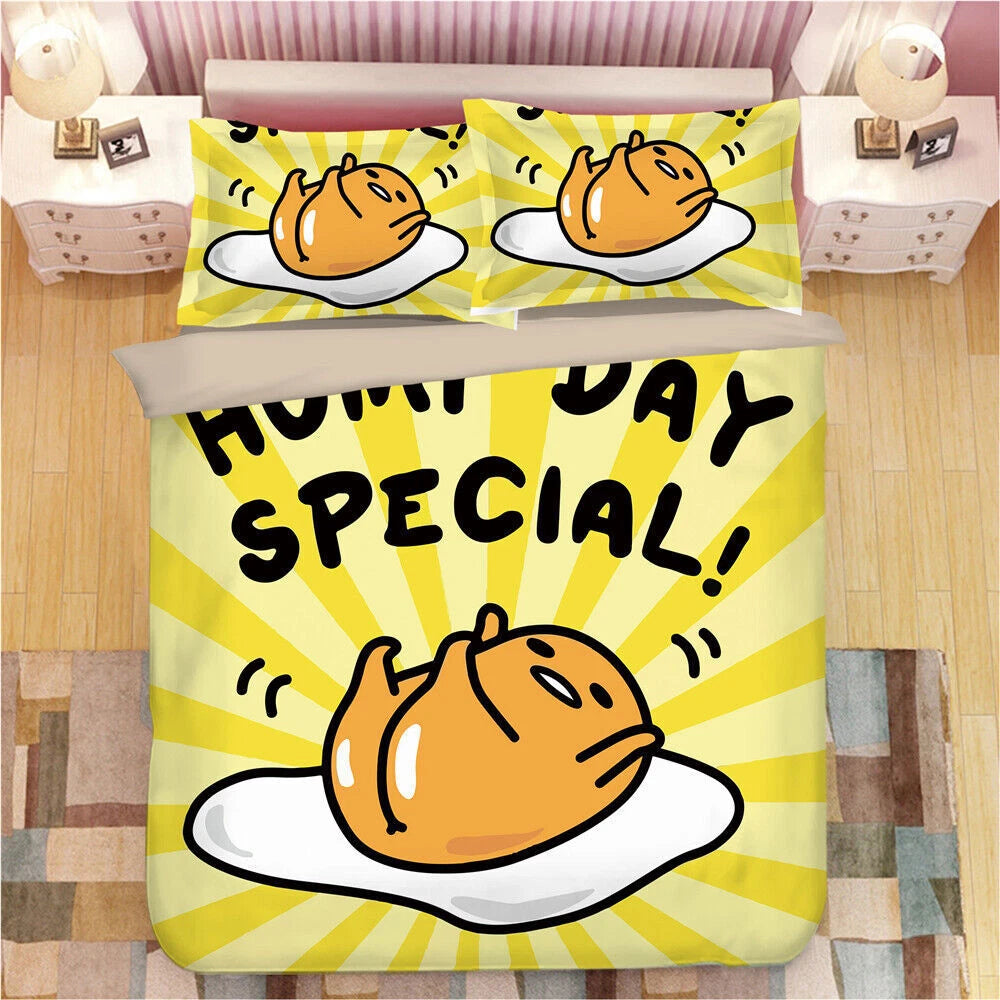 Gudetama Bedding Bed Sheet Duvet Cover Pillowcase Cute Anime Bedding Set 3/4 PCS 07FC0E-D4 - KOEEK
