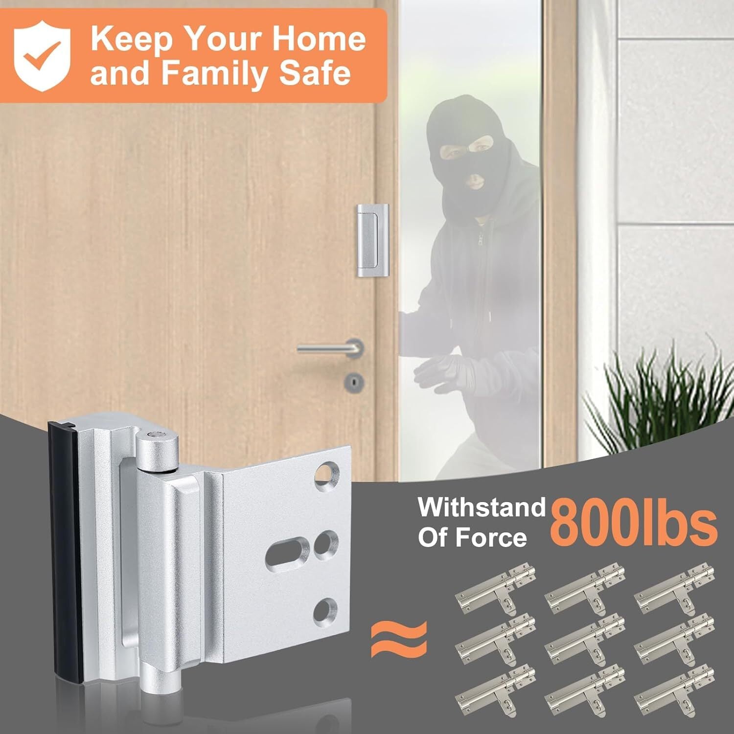 new 2 Pack Home Security Door Lock,Childproof Reinforcement 2Pack-Silver 07FC0E-D4 - KOEEK