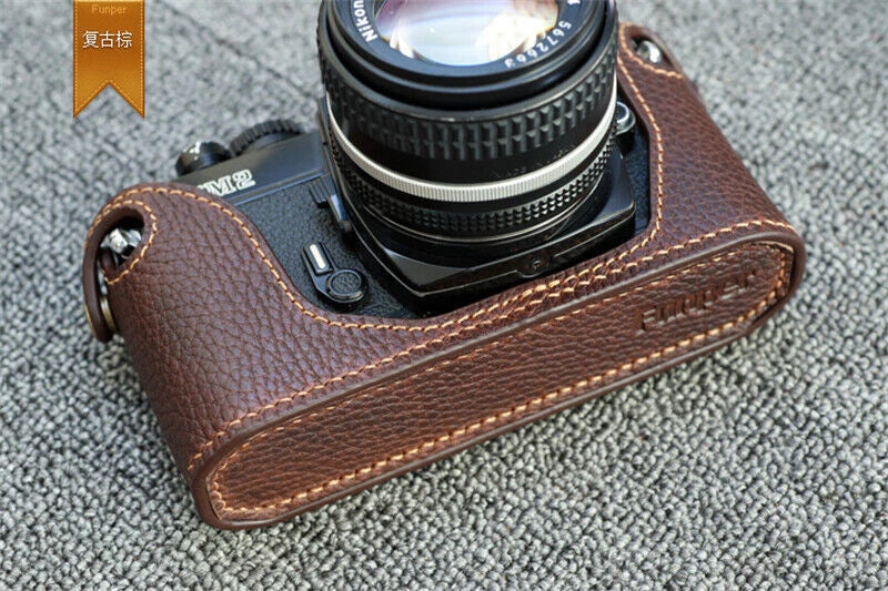 Leather Handmade Half Case Protector Cover For Nikon FM2 FE2 Camera 07FC0E-D4 - KOEEK