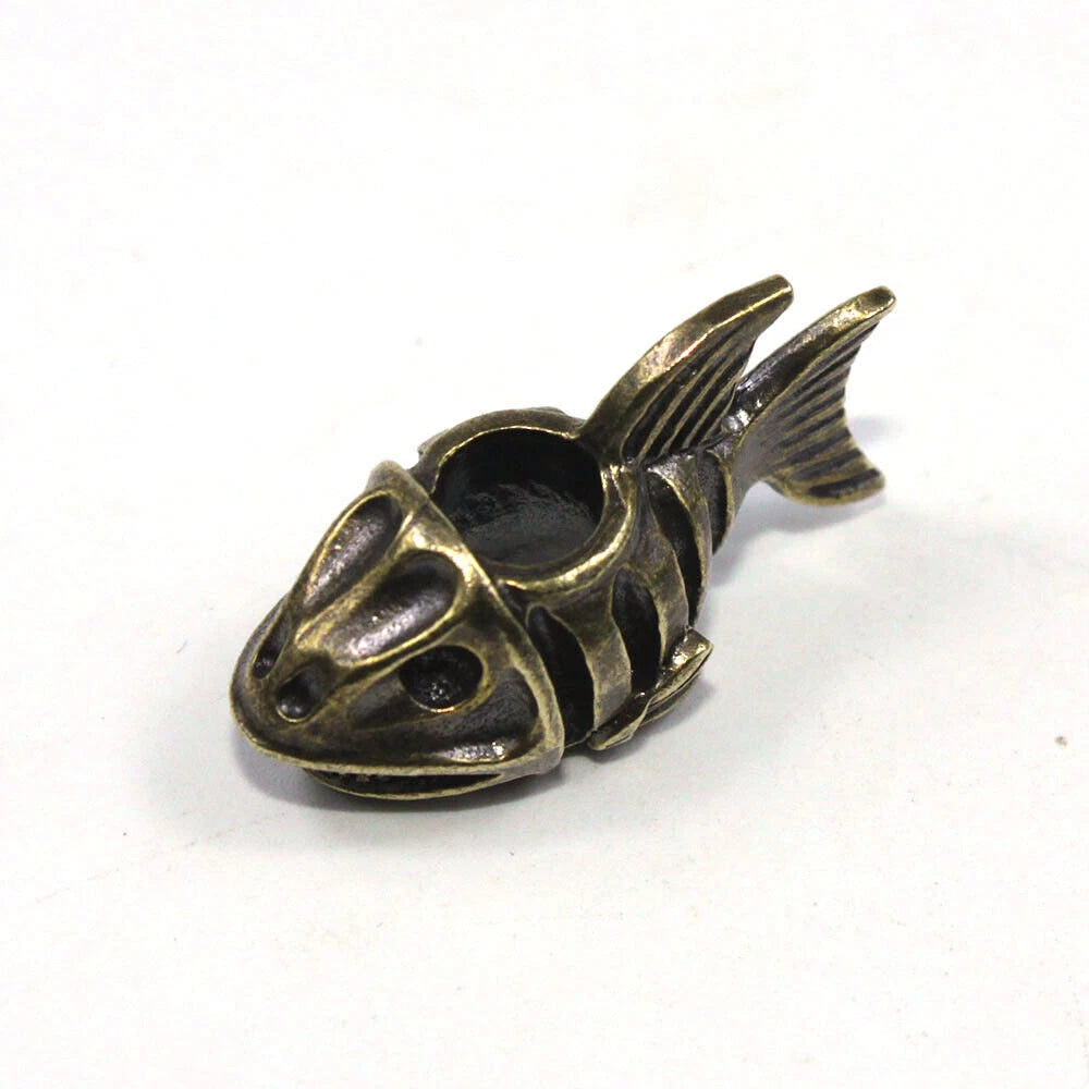 EDC Brass Fish Shape Lanyard Bead Knife Paracord Pendant Keychain DIY Beads Gift 07FC0E-D4 - KOEEK