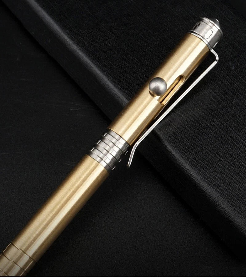 EDC Brass + Stainless Steel Pocket Ball Pen Business Office Stationery Outdoor 07FC0E-D4 - KOEEK