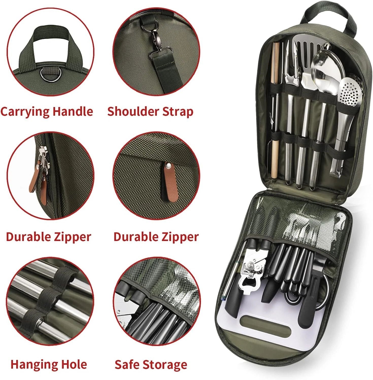 Portable Camping Kitchen Utensil Set - 27 Piece Kitchen Utensil Set 07FC0E-D4 - KOEEK
