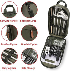 Portable Camping Kitchen Utensil Set - 27 Piece Kitchen Utensil Set 07FC0E-D4 - KOEEK
