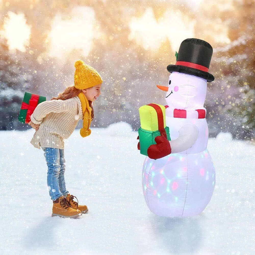 5Ft Inflatable Snowman Christmas Outdoor Yard with Rotating LED Lights Decor 07FC0E-D4 - KOEEK