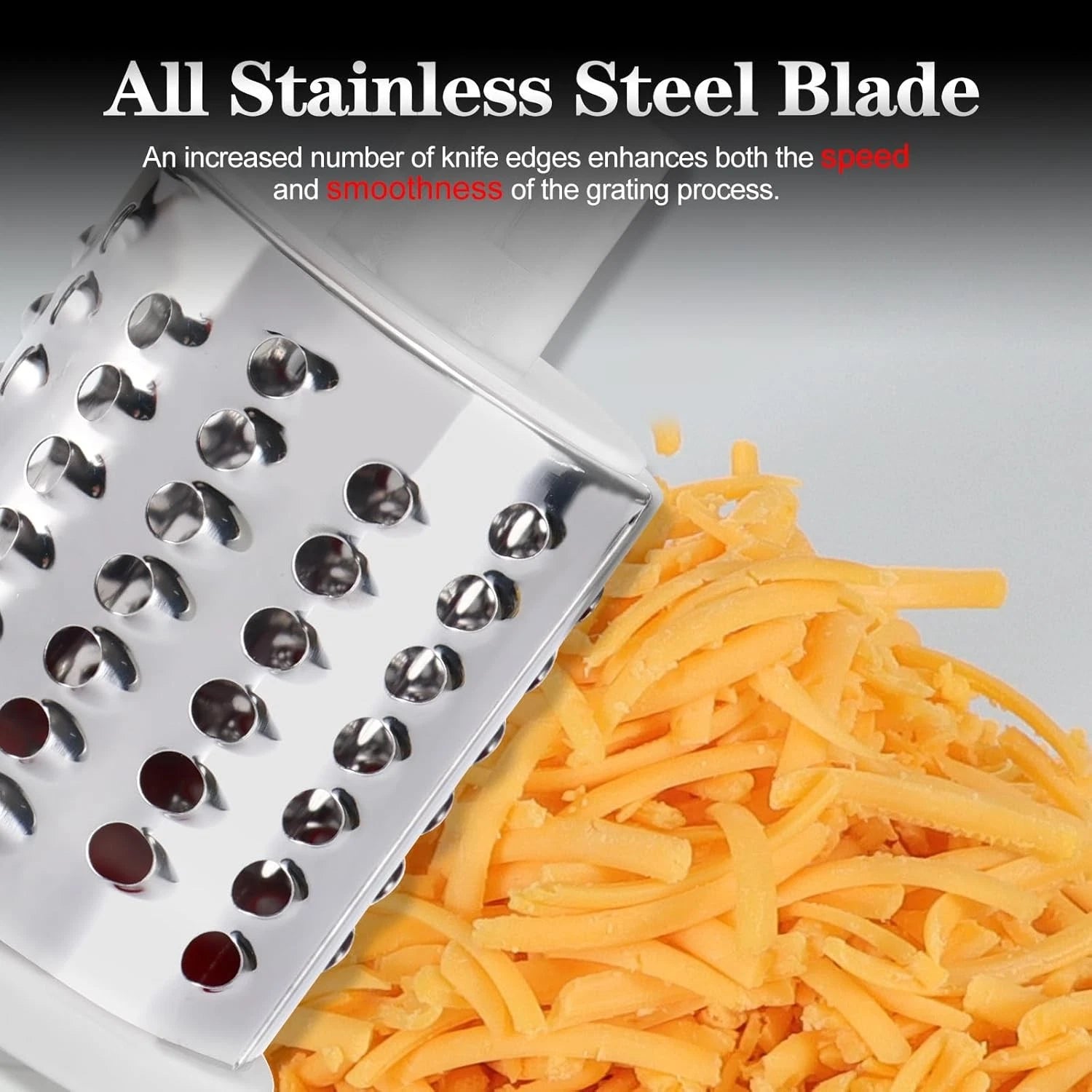 Rotating cheese grater, hand-cranked, kitchen shredder, quick cut 07FC0E-D4 - KOEEK
