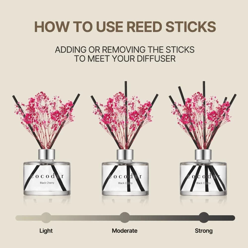 Reed Diffuser Set with Preserved Baby's Breath with Sticks/April Breeze / 6.7oz 07FC0E-D4 - KOEEK