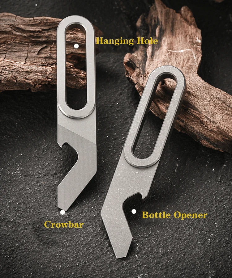 EDC Titanium Keychain Pry Bar Crowbar Pocket Opener Wrench Outdoor Multi Tools 07FC0E-D4 - KOEEK