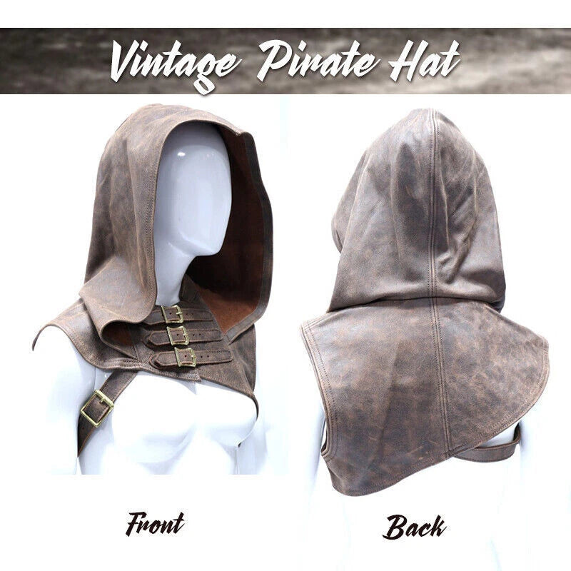 Medieval Buckle Cosplay Shoulder Armor Cloak Leather Headsuit Retro Renaissance 07FC0E-D4 - KOEEK
