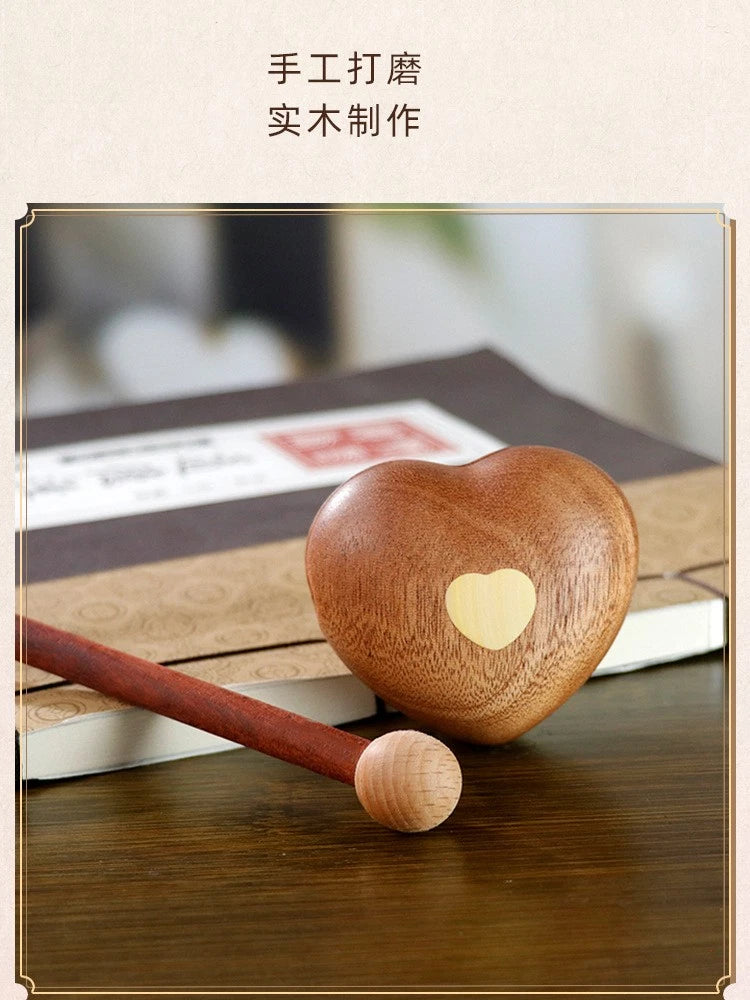 5.3x5.9x3.8cm Wooden Heart Mokugyo Desk Decor Meditation Percussion Ornament 07FC0E-D4 - KOEEK