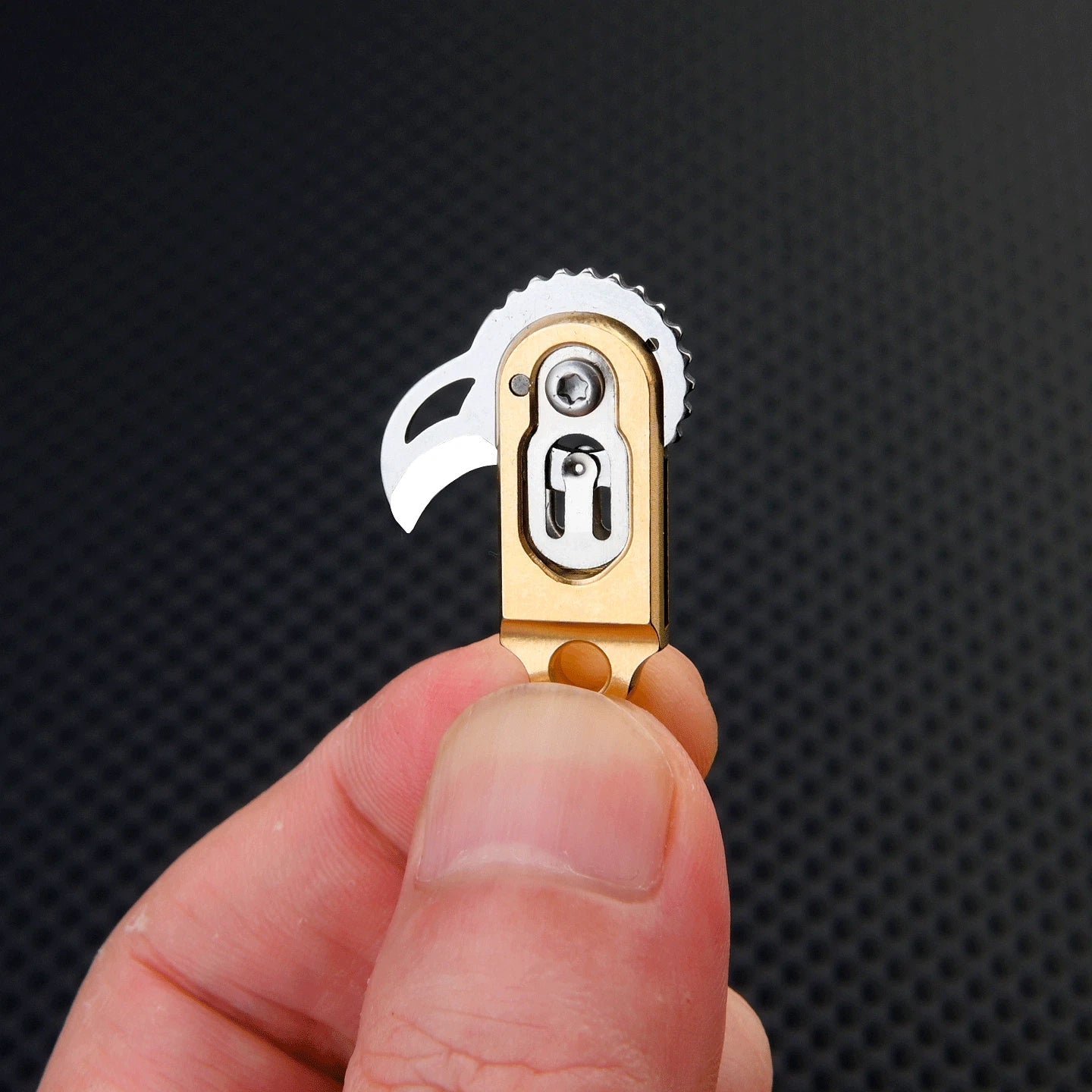 Mini Brass Keychain Outdoor Camping Tool Folding Knife Cutter EDC Pocket Knife 07FC0E-D4 - KOEEK