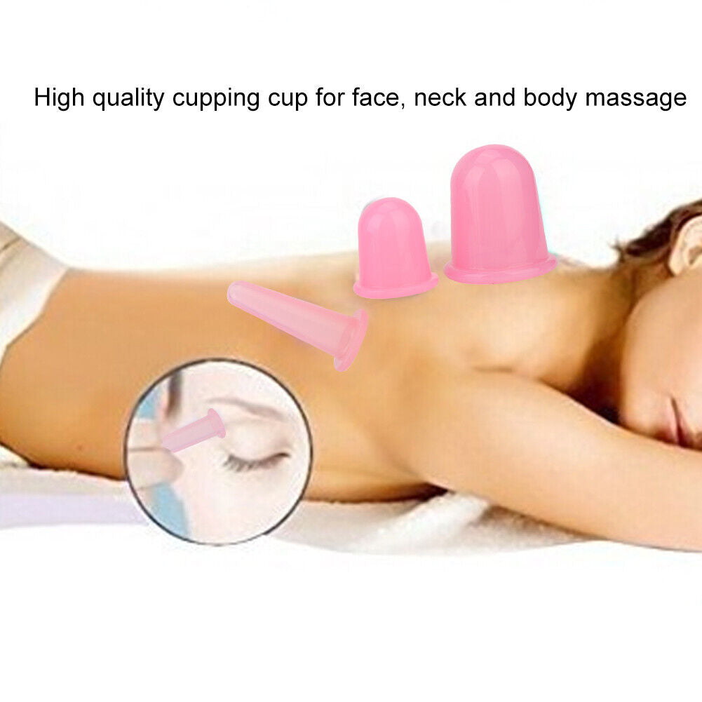 new 4pcs Vaccum Massager Cupping Cup Lifting Firming Therapy Treatment (Pink) HGF koeek - KOEEK