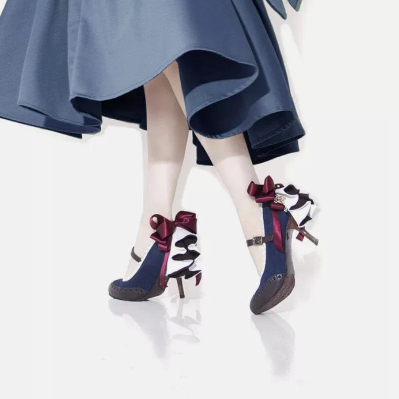 Violet Evergarden Sweet High Heels Shoes Bow Round Toe Mary Jane Shoes Lolita 07FC0E-D4 - KOEEK
