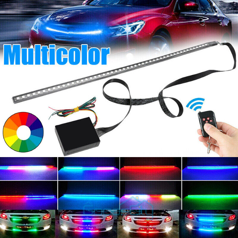 ny RGB Knight Rider Scanner Light Strip 22'' 48-LED Bil Flash Strobe Grille Light