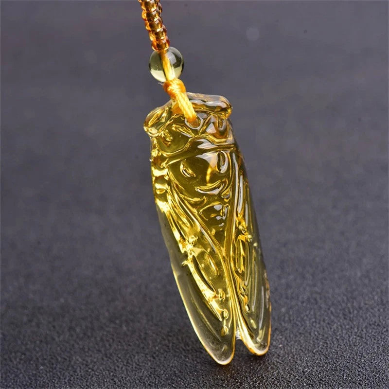 1Pc Yellow Crystal Hand-Carved Chinese Pendant Amulet Jewelry Necklace Gift 07FC0E-D4 - KOEEK