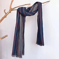 Mens  Cotton Striped Breathable Casual Scarf 2.2m Long Neckerchief Shawl 07FC0E-D4 - KOEEK