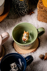 new DIHOclub Squirrel Ceramic Cup Hidden 3D Animal Inside Mug,Cute Light Green DIHOCLUB - KOEEK