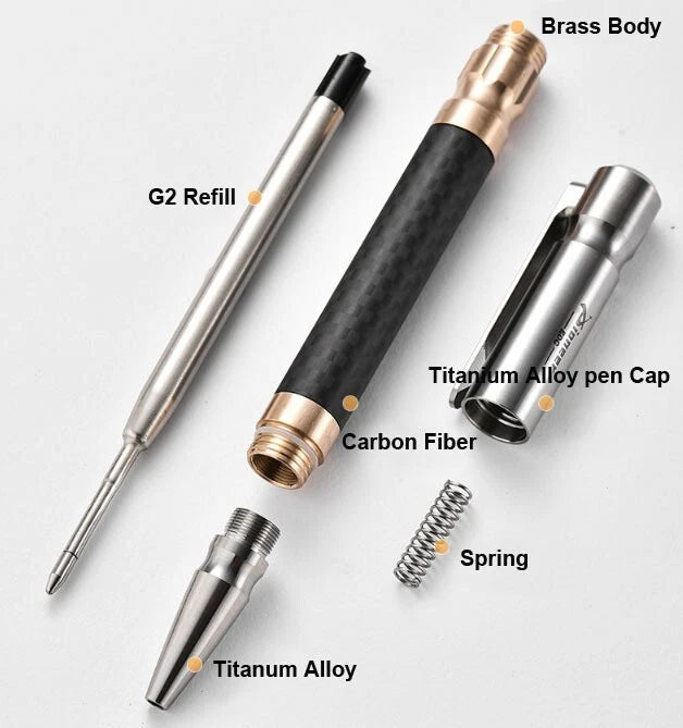 EDC Titanium Alloy Brass Pocket Ballpoint Pen Business Office Stationery Outdoor 07FC0E-D4 - KOEEK