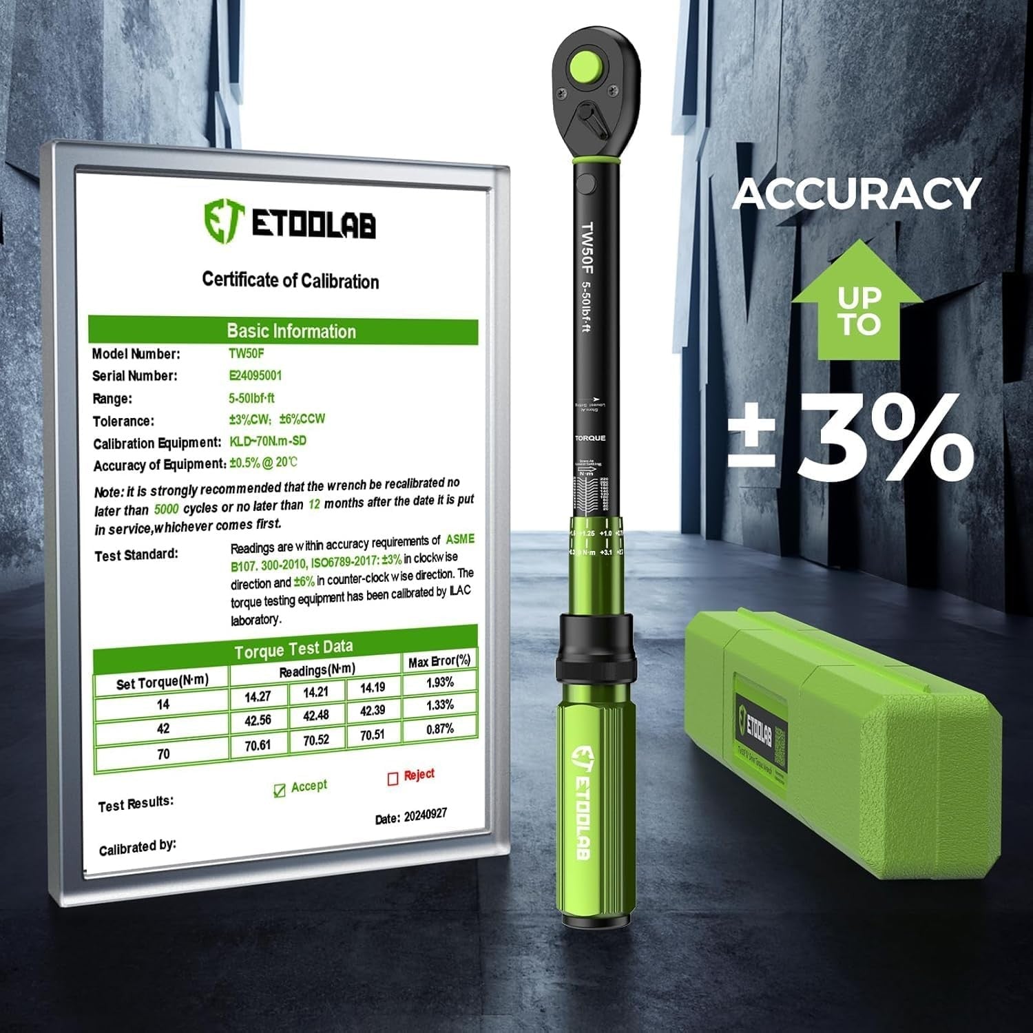 new 3/8-Inch Drive Click Torque Wrench - Inch (5-50ft.-lb.) Single, Green 07FC0E-D4 - KOEEK