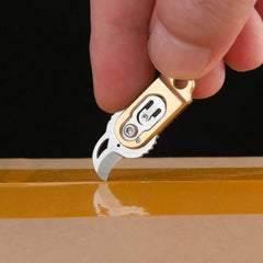 Mini Brass Keychain Outdoor Camping Tool Folding Knife Cutter EDC Pocket Knife 07FC0E-D4 - KOEEK