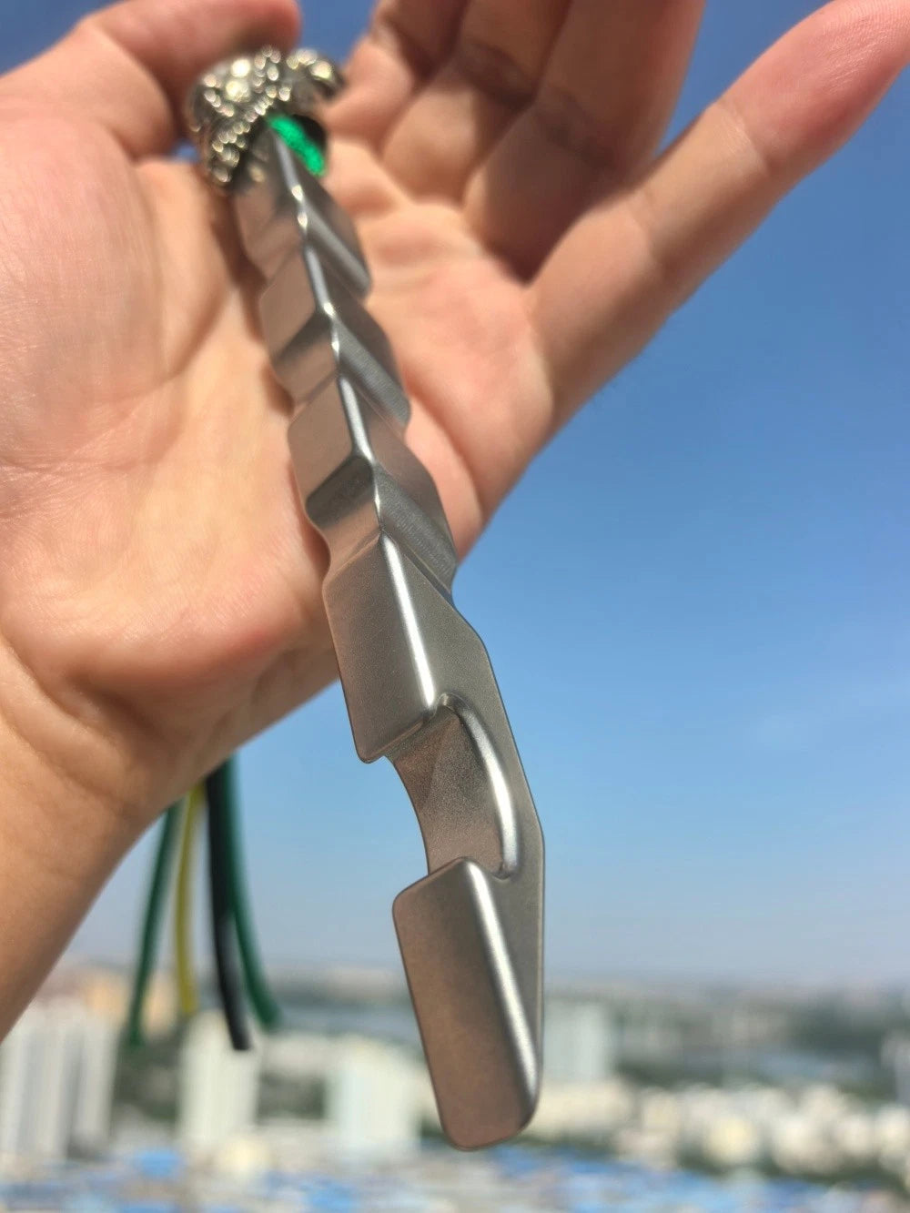 TC21 Titanium alloy pry bar Non-slip handle White copper pendant Rugged EDC Tool 07FC0E-D4 - KOEEK