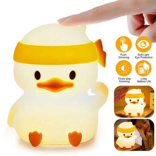 Silicone LED Cute Duck Night Light USB Charging Dimming Atmosphere Bedside Sleep