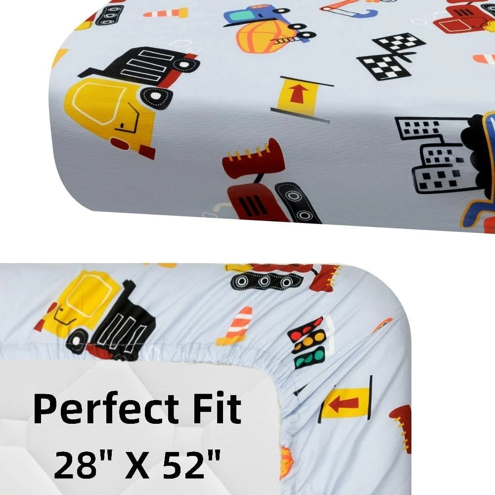 4-piece baby boy crib sheet set, soft and snug baby boy mattress cover 07FC0E-D4 - KOEEK