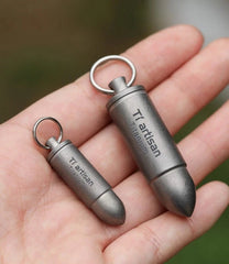 Pure Titanium Pill Holder Waterproof Pill Container Case Organizer EDC Keychain 07FC0E-D4 - KOEEK
