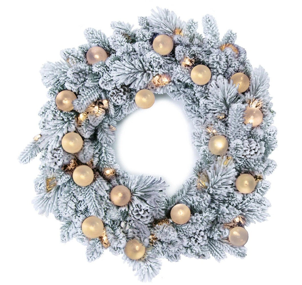 GE Color Choice 26inch Dual Color Lighted Artificial Flocked Christmas Wreath GE - KOEEK