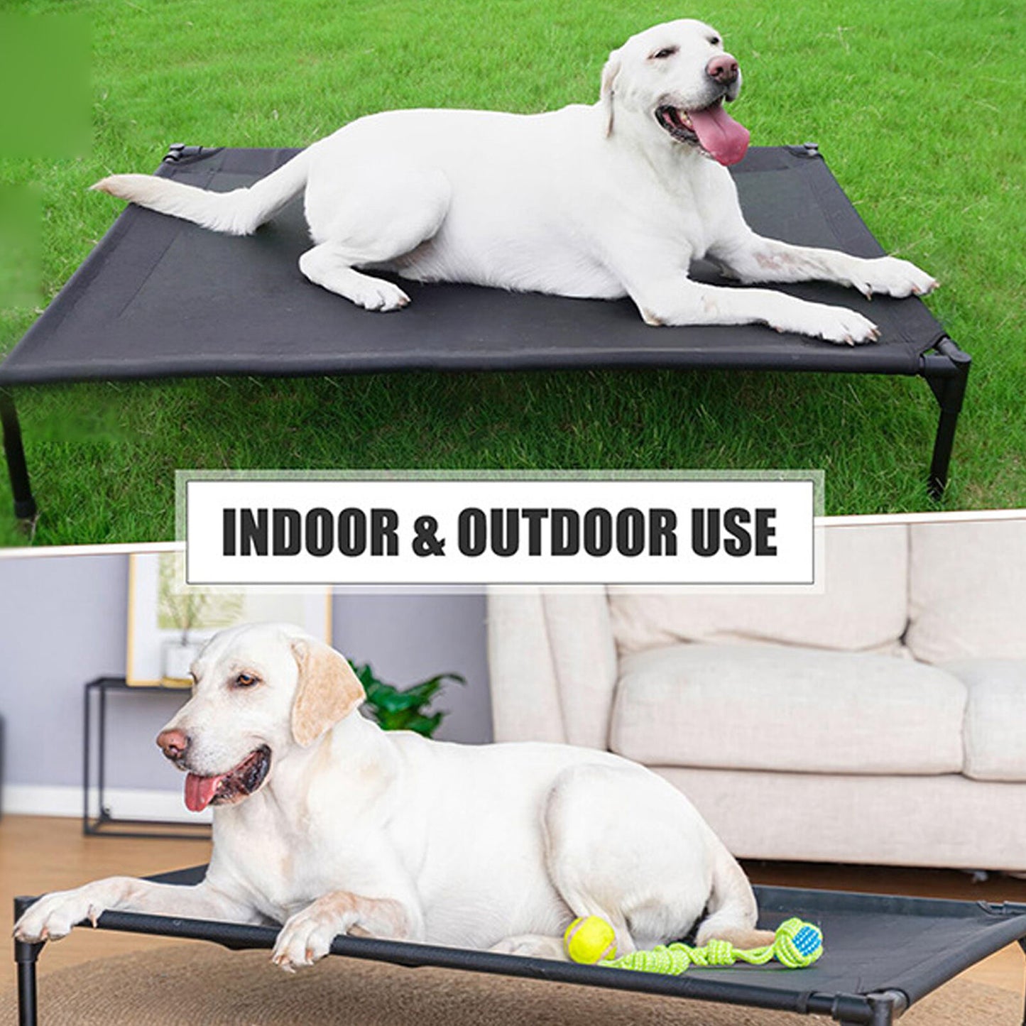 new Elevated Dog Bed Metal Frame Breathable Mesh Outdoor Raised Dog Bed All Seasons koeek - KOEEK