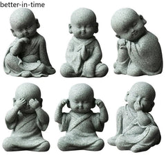 1Pc Buddhist Monks Figurine Buddha Stone Statue Chinese Fengshui Zen Decoration 07FC0E-D4 - KOEEK