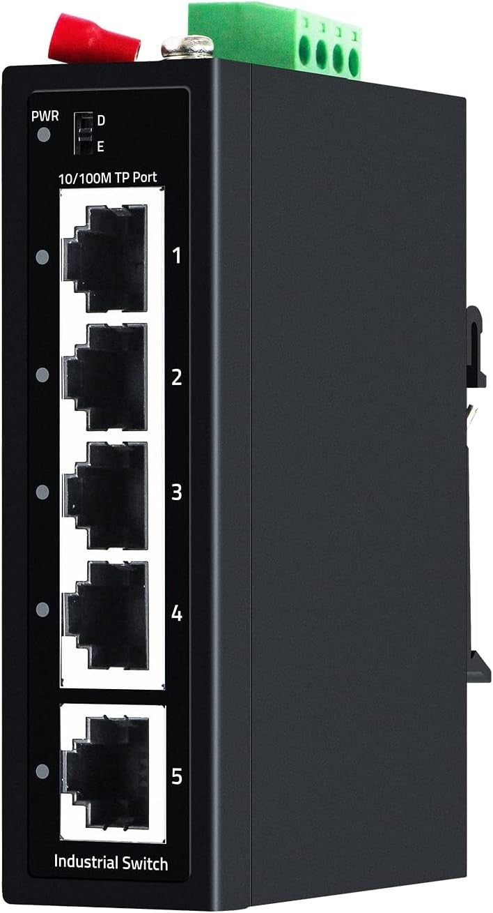 new 【Upgrade】 SODOLA 5 Port Industrial DIN-Rail Ethernet Switch,4 Ports and 1...