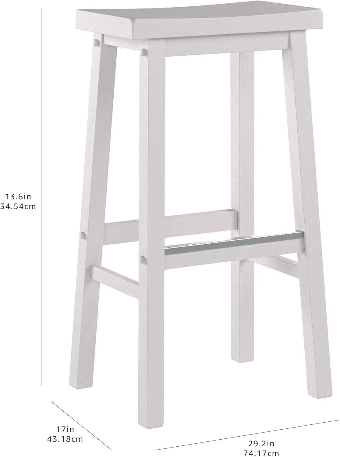 Solid Wood Saddle Seat Kitchen Island Counter Bar Stools White - Set of 2 07FC0E-D4 - KOEEK